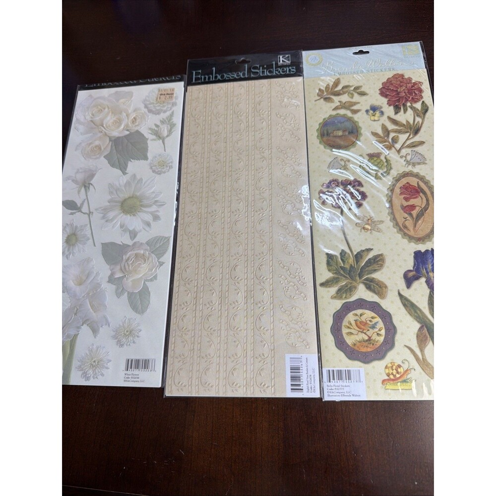 K&Company Embossed Stickers 3 Sheets Scrapbooking